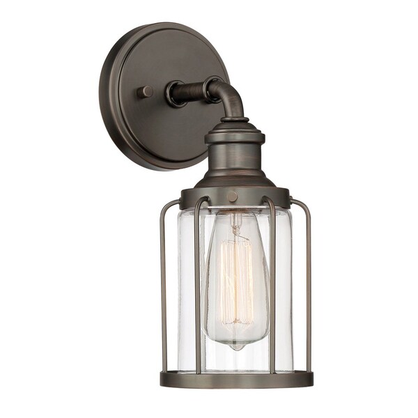 Designers Fountain Anson 5in 1-Light Satin Copper Bronze Industrial Indoor Wall Sconce with Clear Glass Shade 91301-SCB - main